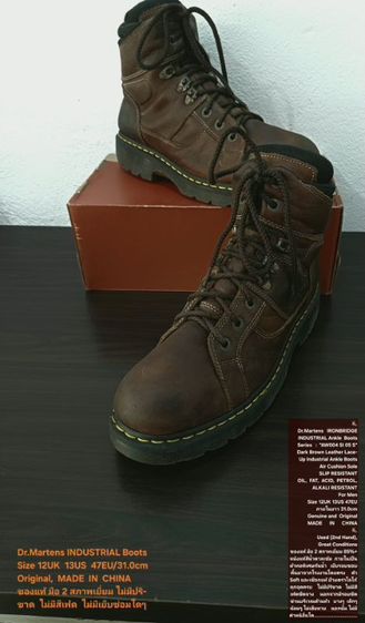 Dr.Martens INDUSTRIAL Ankle Boots, Men's 12UK 13US 47EU/31.0cm Original ของแท้ มือ 2 สภาพเยี่ยม, รองเท้า Dr.Martens หนังแท้ พื้นเต็ม สวยมาก