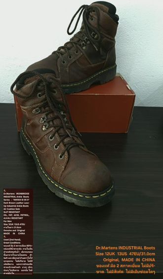 Dr.Martens INDUSTRIAL Ankle Boots, Men's 12UK 13US 47EU/31.0cm Original ของแท้ มือ 2 สภาพเยี่ยม, รองเท้า Dr.Martens หนังแท้ พื้นเต็ม สวยมาก รูปที่ 2