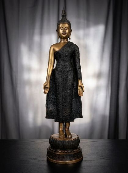 พระพุทธรูป ปางเปิดโลก วัดหน้าพระเมรุ ปี2548 สูง23.5นิ้ว เนื้อทองเหลือง