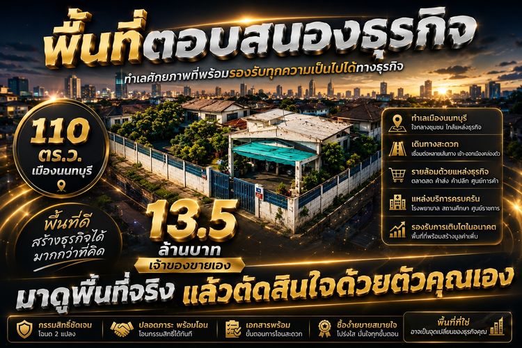 ขายที่ดิน 110 ตรม. เมืองนนทบุรี  ศักยภาพธุรกิจสูง  รูปที่ 4