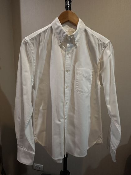 MUJI เสื้อเชิ้ตแขนยาวสีขาว 100% Cotton Size S มือสอง สภาพดี