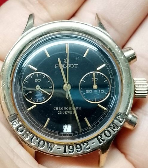 Vintage POLJOT 3133 Moscow-Rome mechanical Chronograph Soviet Made 1992's เรือนกระไหล่ทอง งานเก่าเร่อนทอง ไขลานจับเวลา ขนาด40-43