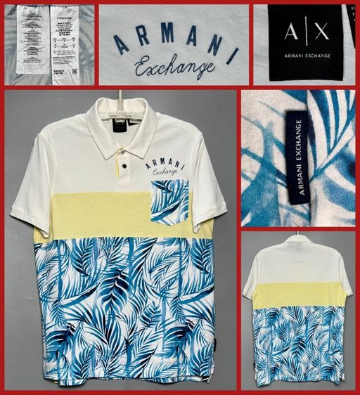L แขนสั้น ⚠️ลายสวยสดใส‼️เสื้อโปโล ARMANI EXCHANGE (A/X)ของแท้