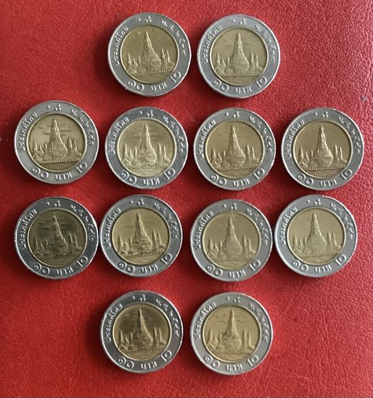 เหรียญสิบบาทปี34,40,41,42,43,44 ปีละ2เหรียญ รวม12เหรียญ