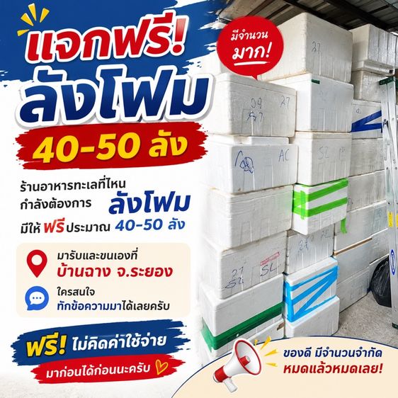 ฟรีกล่องโฟมใส่อาหาร