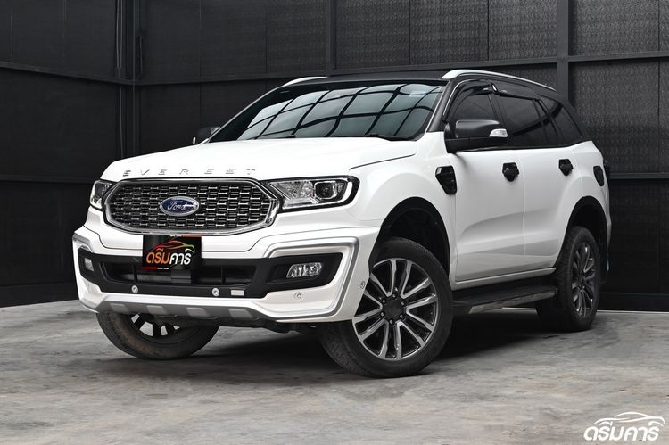 Ford Everest 2021 2.0 Titanium Plus Utility-car ดีเซล ไม่ติดแก๊ส เกียร์อัตโนมัติ ขาว