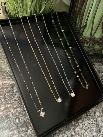 สร้อยคอและจี้ สร้อยคอเงินแท้พร้อมจี้  S925 Italy 3.00กรัม ยาว18” + แถม สร้อยคอแฟชั่น3เส้น