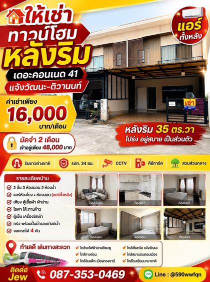 Pruksa ตกแต่งครบ 2018 ไม่ใช่ ให้เช่า3น2น้ำแอร์ทั้งหลัง16000ขอ/ดรวมส่วนกลางแล้ว