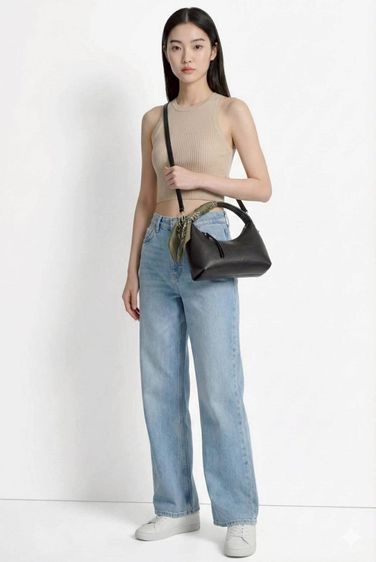 หนัง PU ไม่ระบุ ดำ กระเป๋าสะพายผู้หญิง DKNY dk19 พร้อมผ้าผูก ทรงสวยน่าใช้