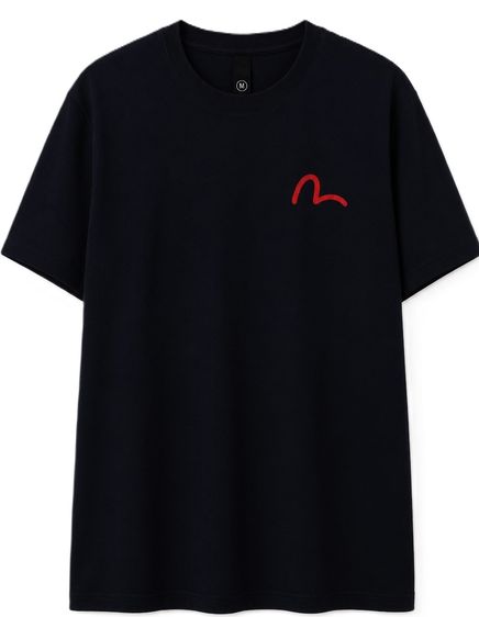"EVISU Heritage Daruma Dollar Biting Black Print T-Shirt Premium Quality