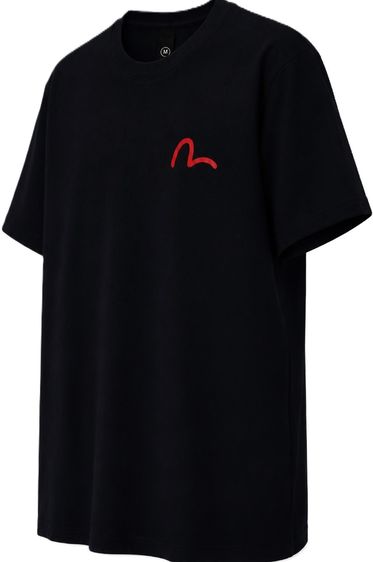"EVISU Heritage Daruma Dollar Biting Black Print T-Shirt Premium Quality รูปที่ 5