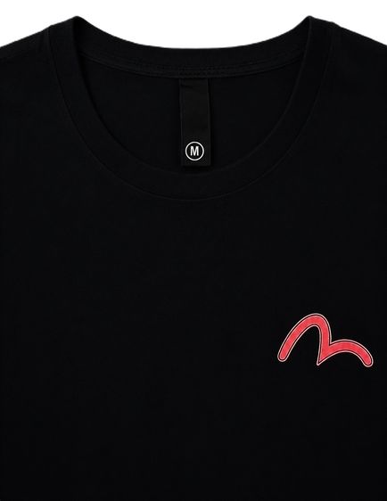 "EVISU Heritage Daruma Dollar Biting Black Print T-Shirt Premium Quality รูปที่ 4