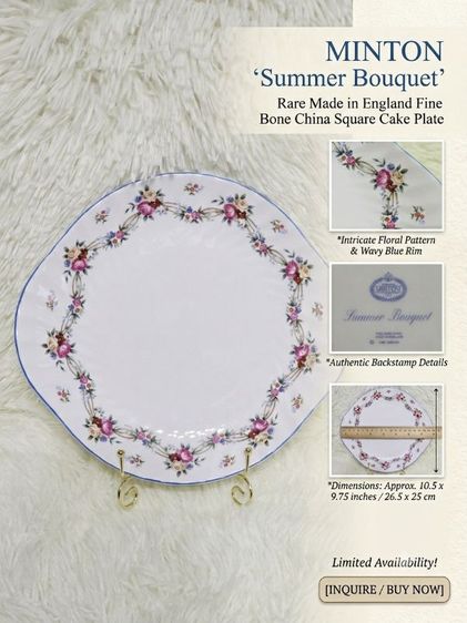 Rare item! จานเสิร์ฟ MINTON "Summer Bouquet" Fine Bone China Made in England