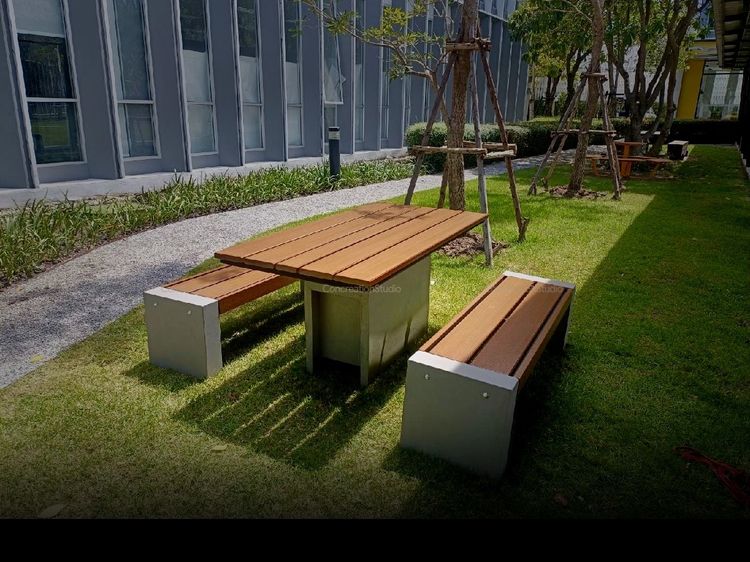 ชุดโต๊ะสนาม 4 ที่นั่ง CONCREATIONSTUDIO รุ่น TBLSLK-150-TEAK ชุดโต๊ะกลางท็อปไม้เทียมสีสัก รูปที่ 2