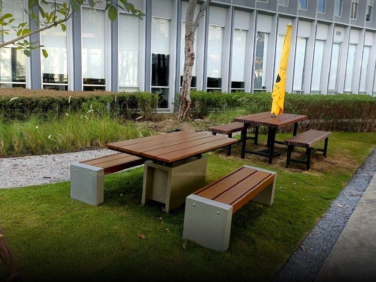 ชุดโต๊ะสนาม 4 ที่นั่ง CONCREATIONSTUDIO รุ่น TBLSLK-150-TEAK ชุดโต๊ะกลางท็อปไม้เทียมสีสัก รูปที่ 3