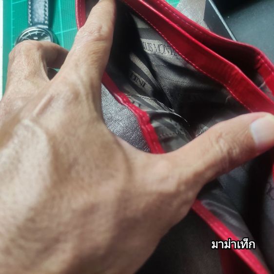 กระเป๋าตังค์ผู้ชายหนังแท้สีแดง ยี่ห้อ LOUIS MONTINI มือสอง รูปที่ 3