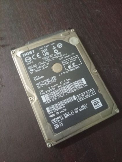 ฮาร์ดดิสก์โน๊ตบุ๊ค รุ่น HGST Travelstar 5K1000 ความจุ 1TB (รหัสรุ่น HTS541010A9E662)