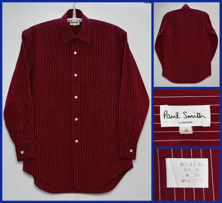 แขนยาว 🔴เสื้อเชิ้ต Paul Smith ของแท้ สีแดงเลือดหมู