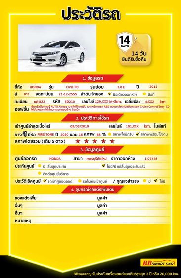 Honda Civic 2012 1.8 E i-VTEC Sedan เบนซิน ไม่ติดแก๊ส เกียร์อัตโนมัติ ขาว รูปที่ 2