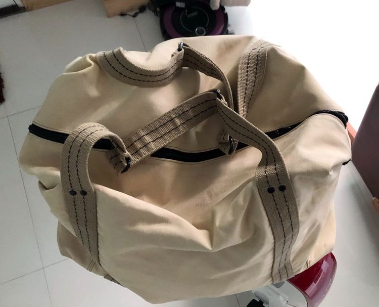 ⛵  กระเป๋าเดินทางดัฟเฟิลผ้าแคนวาส NAUTICA Canvas Duffle Bag สีครีมสวยสปอร์ต รูปที่ 4