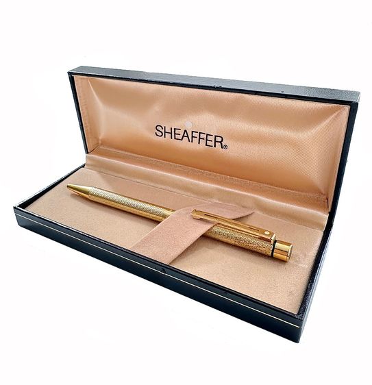 ปากกาลูกลื่น Sheaffer White Dot Gold Electroplated ตรามงกุฎ ครบชุดกล่องวินเทจดั้งเดิม 👑