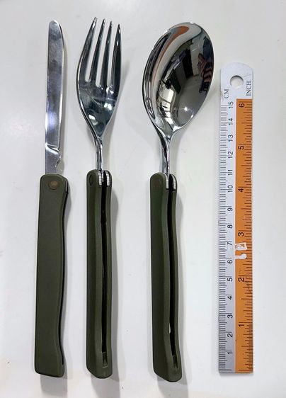 ชุดช้อนส้อมมีดพับพกพา" สไตล์ทหาร สีโอดีกรีน (OD Green) รูปที่ 6