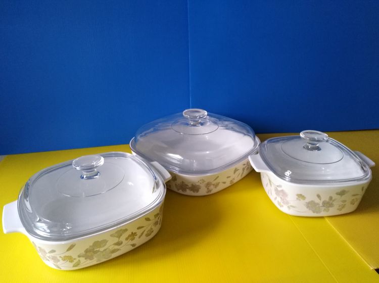 ชุด 3 ใบ หม้อแก้วทนไฟคอร์นนิ่งแวร์ CORNINGWARE ของใหม่และแท้จากสหรัฐ รูปที่ 2