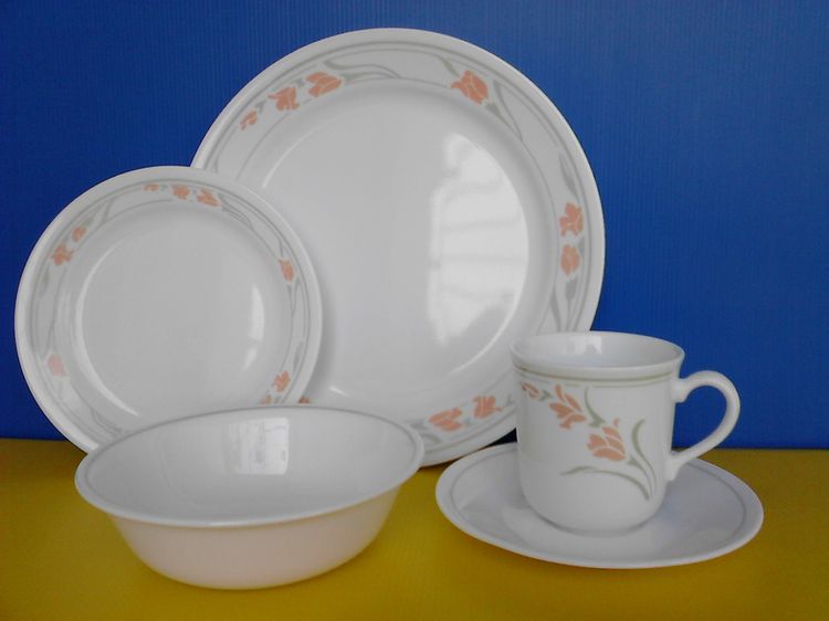 ชุดจานชามถ้วยคอเรล CORELLE 5 ชิ้น ลาย Peach Garland ของใหม่และแท้จากสหรัฐ