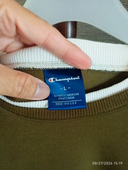 uni-sex - Champion*สตรีทแวร์- -เสื้อสเวตเตอร์ Champion ดีไซน์คอซ้อน สีเขียวโอลีฟ (Olive Green) รูปที่ 3