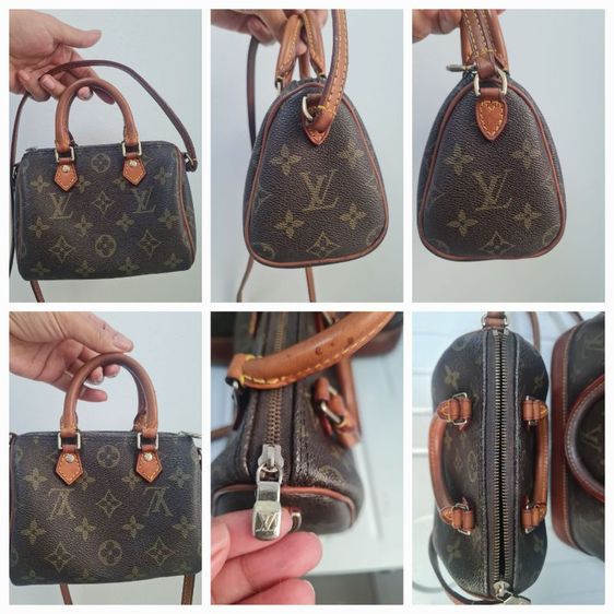 Louis Vuitton หนังแท้ หญิง น้ำตาล LV nano speedy วินเทจ