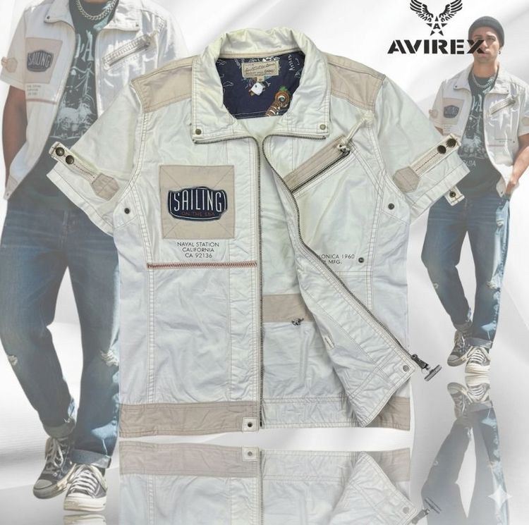 อื่นๆ เสื้อแจ็คเก็ต | เสื้อคลุม เบจ แขนสั้น Avirex 1960 Santa Monica Edition