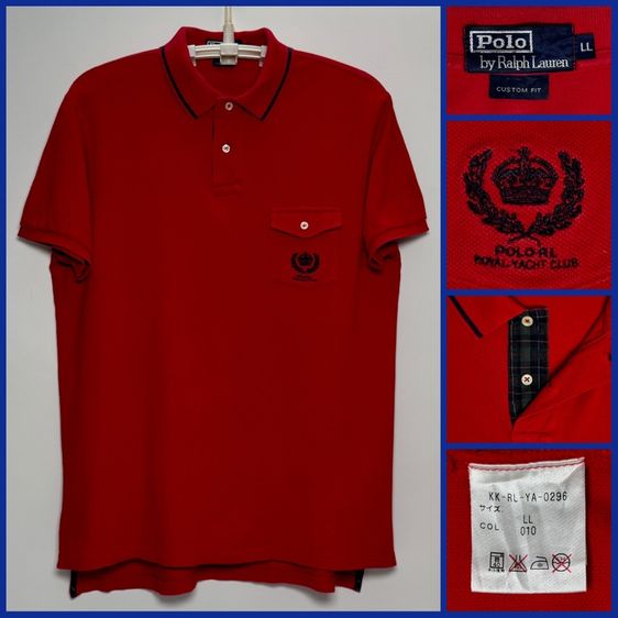 เสื้อโปโล XL แดง แขนสั้น ⚠️โลโก้พิเศษ‼️เสื้อ POLO RALPH LAUREN ของแท้ ทรง CUSTOM FIT