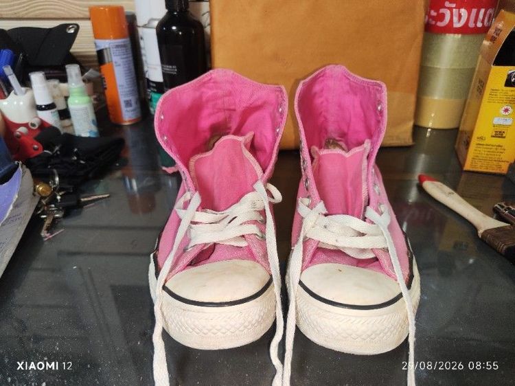 รองเท้าผ้าใบ ผ้า UK 7.5 | EU 41 1/3 | US 9 รองเท้า Converse แท้ รุ่นChuck Taylor All Star High(สีชมพู Pink Fuchsia) ผลิตในปี2014 ขนาด7.5"