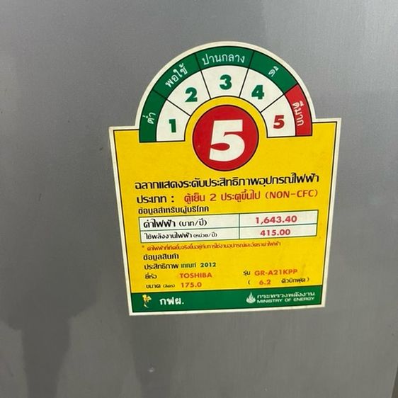 Toshiba ตู้เย็น 2 ประตู ขายตู้เย็นโตชิบ้า6.2คิวราคาถูก