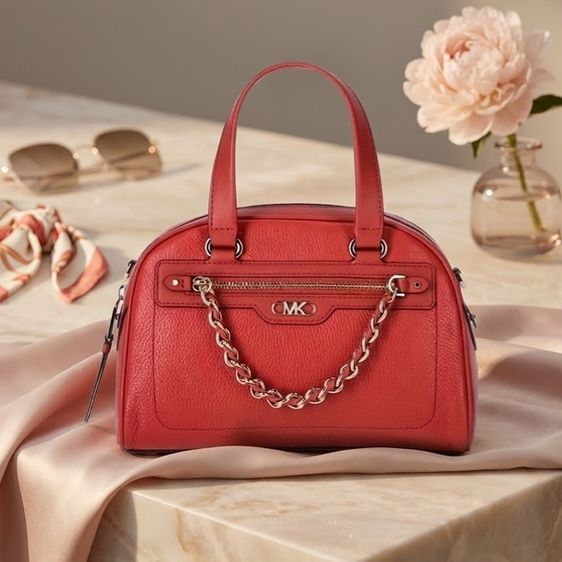 หนังแท้ ไม่ระบุ แดง ขายกระเป๋าMichael Kors Williamsburg Small Pebbled Leather Satchel