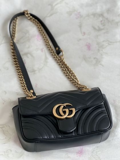 หนังแท้ ดำ Gucci Marmont 22 cm (Mini) สภาพสวยมาก ของแท้