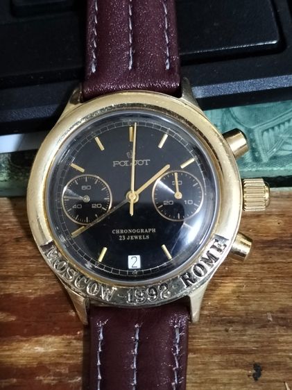 POLJOT 3133 Moscow-Rome mechanical Chronograph Soviet Made 1992's N12129-25000เรือน กะไหล่ทอง ไขลานจับเวลา ขนาด40-43 รูปที่ 3