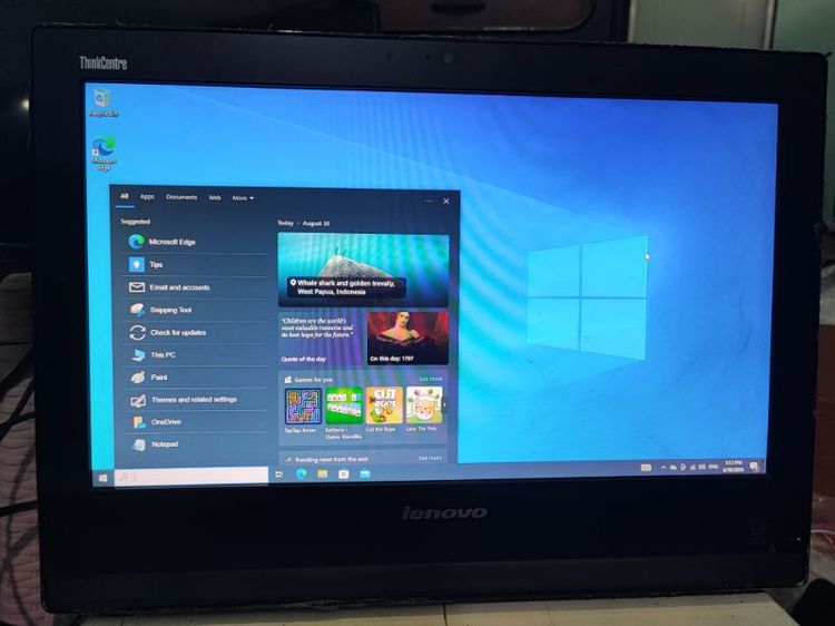 วินโดว์ 4 กิกะไบต์ คอม all in one lenovo Thinkcentre e73z สภาพดีสมบูรณ์ ใช้งานปกติ จอ 20 นิ้ว