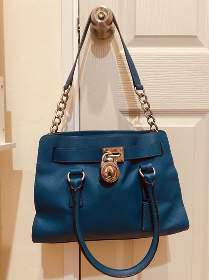 กระเป๋าMichael Kors Hamilton Satchel สีฟ้าเทอร์คอยซ์ แท้💯 รูปที่ 2