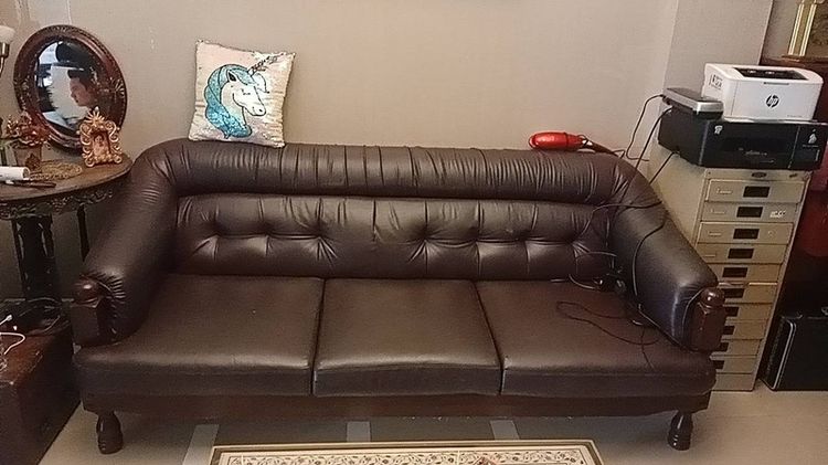 ดำ 4+ ที่นั่ง sofa หนังแท้