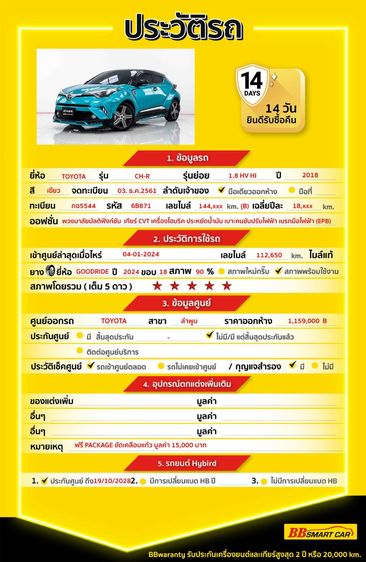 Toyota C-HR 2018 1.8 Hybrid Hi Utility-car ไฮบริด ไม่ติดแก๊ส เกียร์อัตโนมัติ เขียว รูปที่ 2