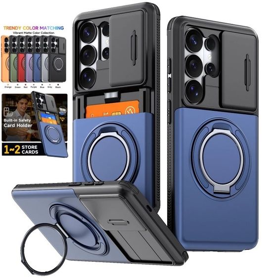 เคสพร้อมฝาครอบกล้องสไลด์ช่องเสียบการ์ดสําหรับ Samsung Galaxy A56 