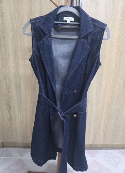เดรส | จั๊มสูท อื่นๆ ไม่มีแขน [Pomelo] เดรสผ้ายีนส์แต่งเข็มขัด / Belted Denim Dress