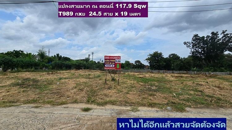ขายที่ดินจัดสรรหมู่บ้านลานทอง ปากเกร็ด 117.9 วาสวยมากทำบ้านพักอาศัยหรูๆสบายราคาที่ถูกเพียง 4.57 ล้านบาทหน้ากว้าง 24.5 ม หมู่บ้านลานทอง ปากเ