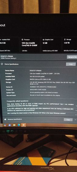 อื่นๆ คอมพิวเตอร์ RTX 3060 12 GB มือ 2 สภาพดี