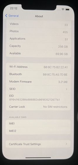 iPhone 12 Pro Max 256GB แบต85% ไม่ติดไอคลาวด์ ปลดล็อกทุกซิม 11,000 รูปที่ 5