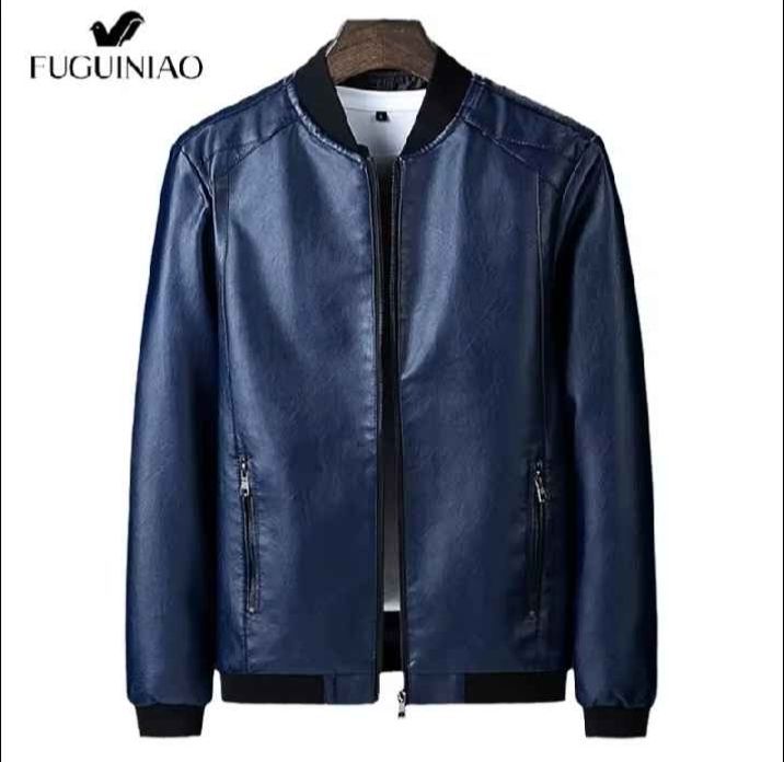 เสื้อแจ็คเก็ตหนัง Pu เสื้อกันหนาวสีน้ำตาลแฟชั่นผู้ชายXL พร้อมส่ง รูปที่ 3