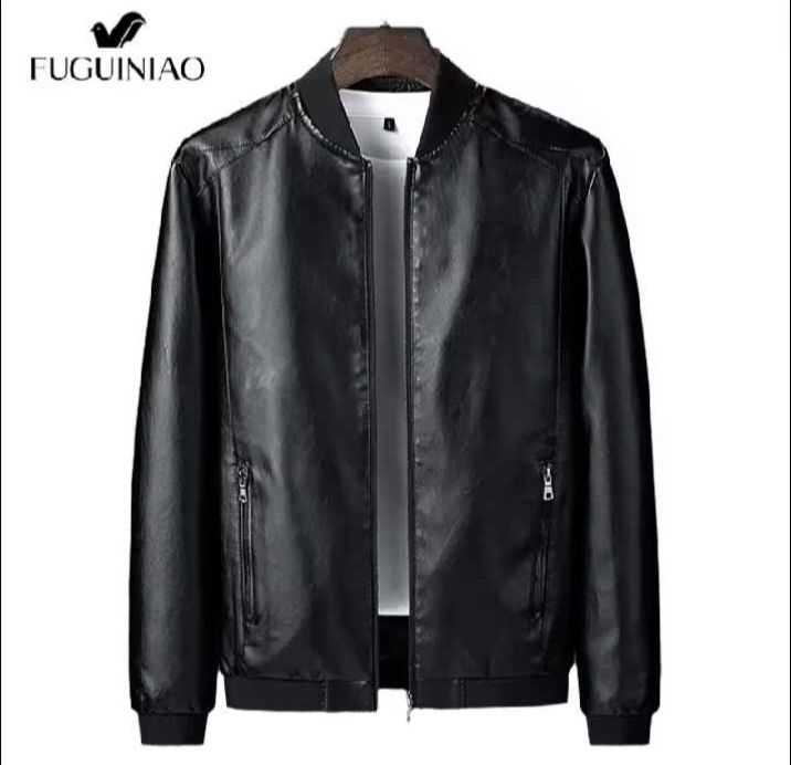 เสื้อแจ็คเก็ตหนัง Pu เสื้อกันหนาวสีน้ำตาลแฟชั่นผู้ชายXL พร้อมส่ง รูปที่ 2