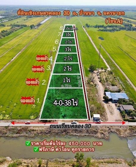 ใช่ 🎯 ที่ดินคลอง 30 บ้านนา จ.นครนายก📍 ต.ทองหลาง อ.บ้านนา เหมาะทำบ้านสวน–เกษตร💢 แบ่งขาย 2–5 ไร่ขึ้นไป💯 ไร่ละ 450,000 บาท‼️ เงินสด