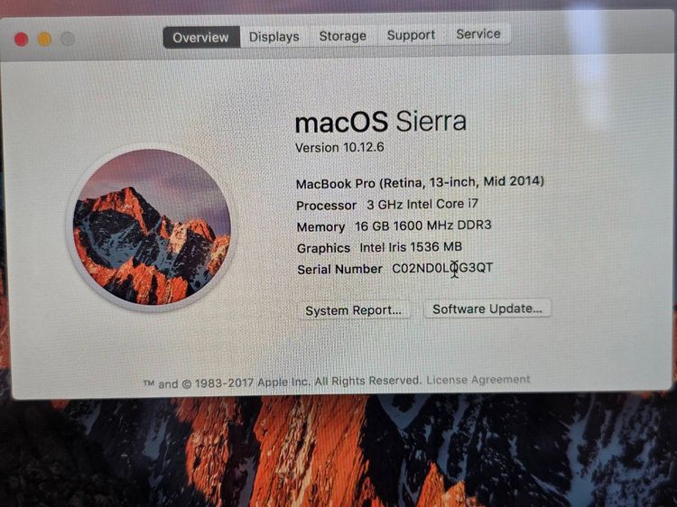 MacBook Pro 13 ปี 2014 Core i7 Ram 16 GB SSD 512 GB จอ 13.3 นิ้ว รูปที่ 12